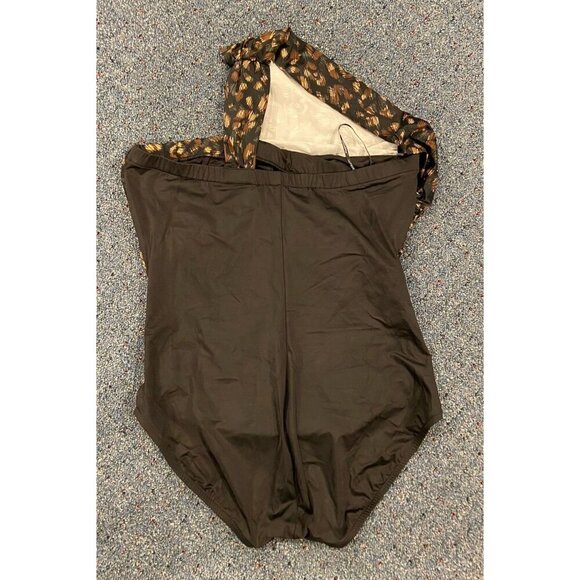NWT Magicsuit Bathing Suit Swim One Piece Shoulder Underwire Black Brown 16 New - Picture 3 of 6